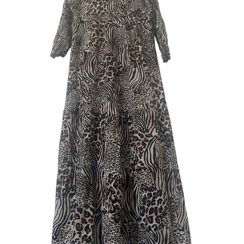 Leopard and Zebra Print Long Sleeve Dress